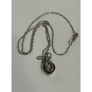 Sterling Silver Tiny Dimond Accents Necklace Pendant Dainty 925